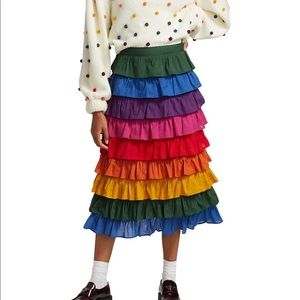 Farm Rio tiered colorblock rainbow skirt